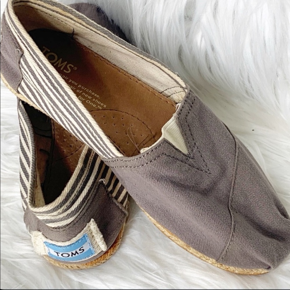 Toms Gray and striped Canvas Espadrilles